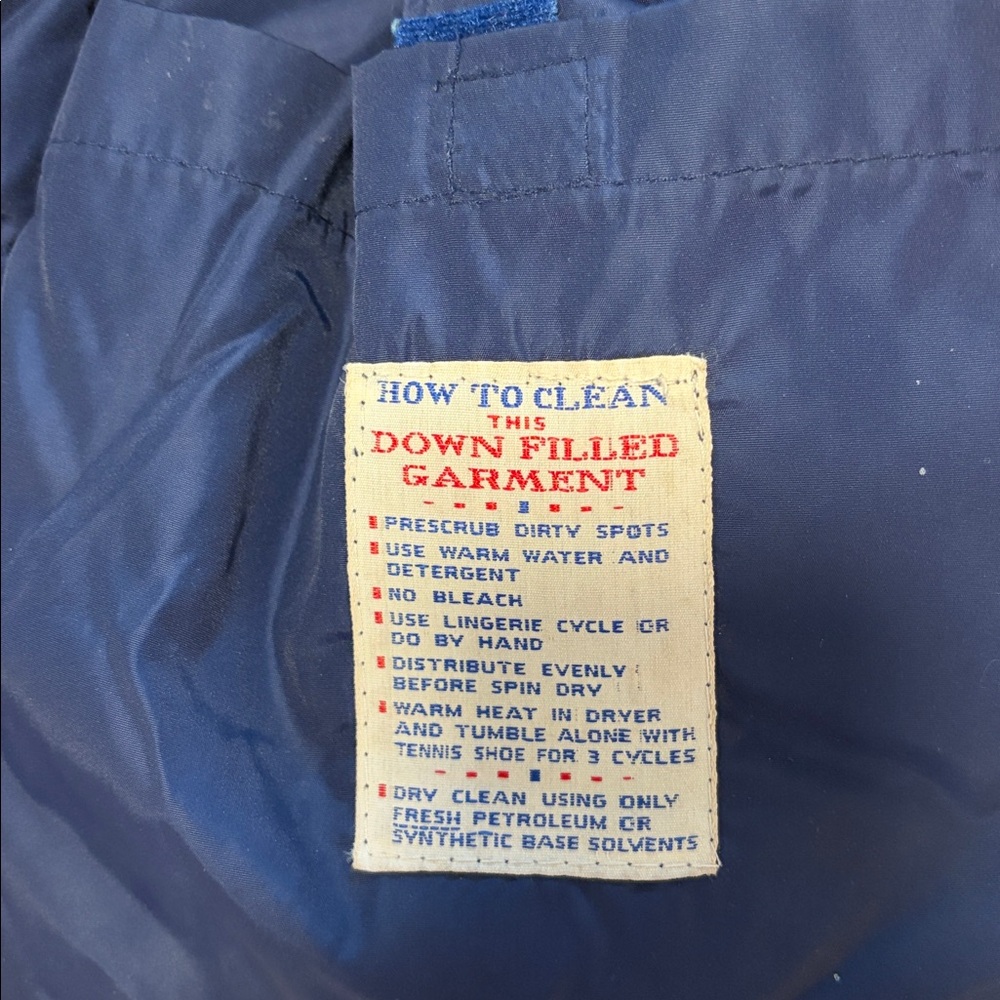 Antler Prime Navy Puffer Vest with Rainbow Chevron. 1986 ski pass attached. - Picture 8 of 9